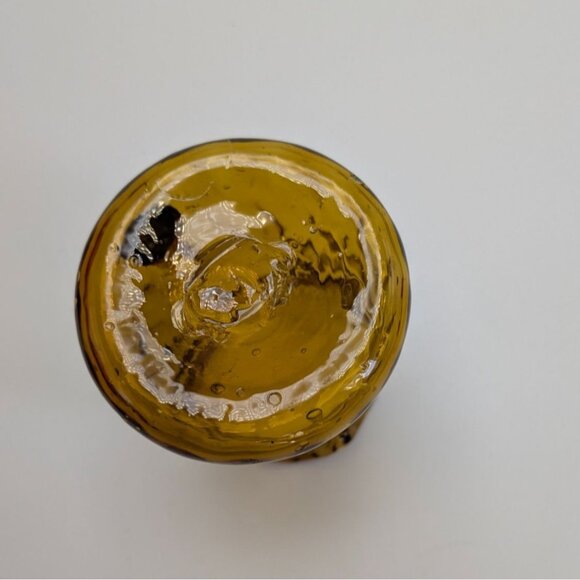 Amber Glass Pitcher Swirled Design Ruffled Rim Vintage - Picture 13 of 13